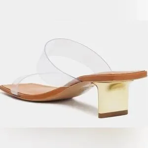 SCHUTZ Ariella Sandals in Curio Brown, Clear Straps, Made in Brazil, Almost New! Ariella Brown Stiletto Sandal in Vinyl | SCHUTZ main image 3